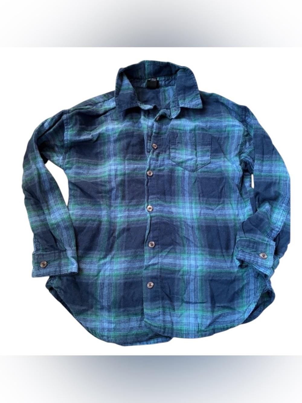 🎇🎆3for$9 art class Blue and Green Plaid Flannel Button Down Shirt